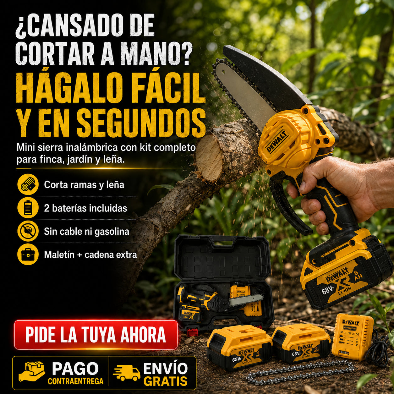 🔥Sierra Inalámbrica 68V — Kit Profesional Completo