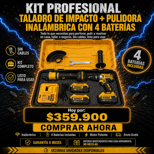 🔥 COMBO PROFESIONAL TALADRO + PULIDORA INALÁMBRICA 🔥